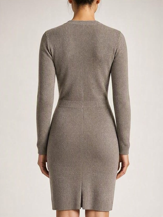 Vestido de Punto Midi Taupe